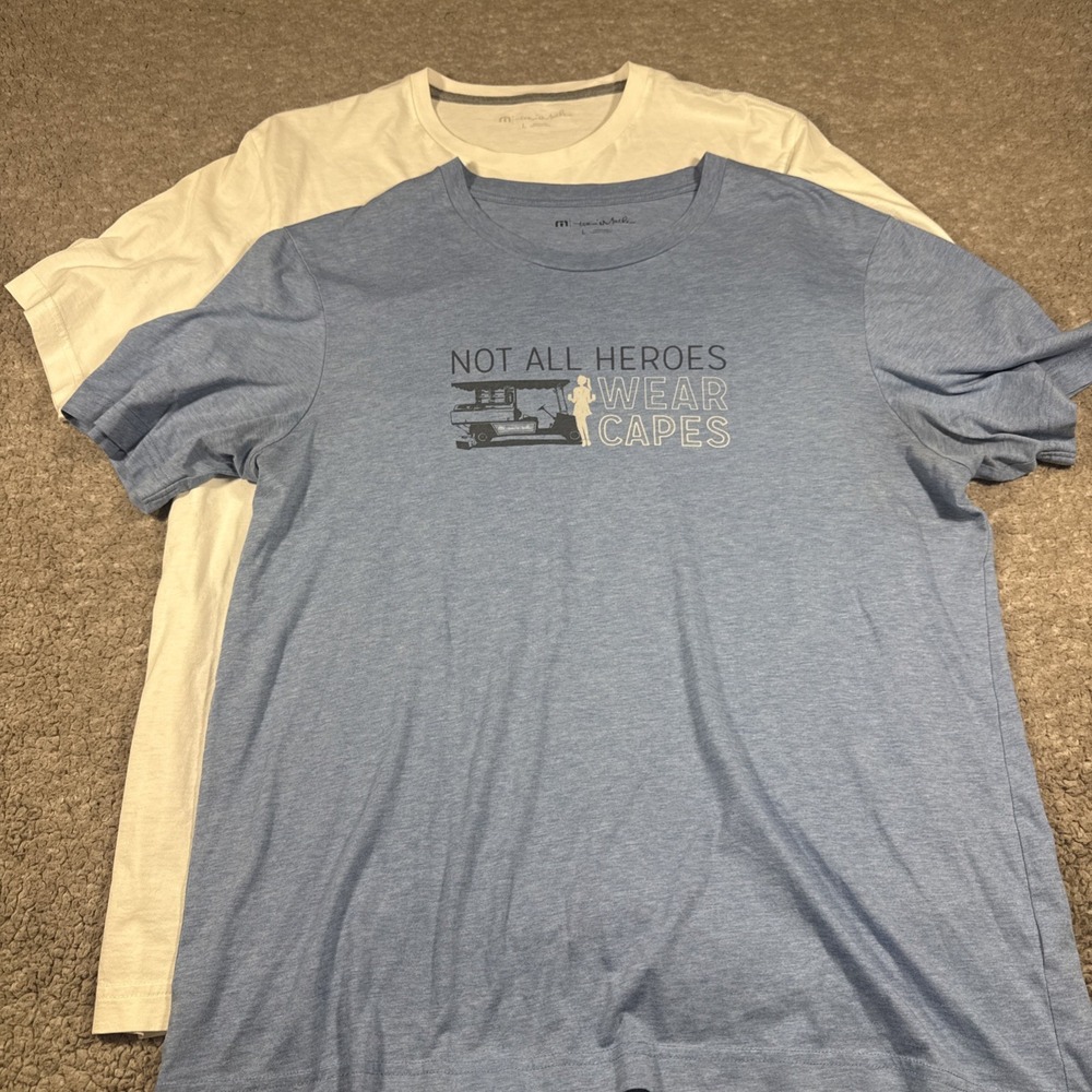 TravisMathew Bundle Not All Heroes Wear Capes and pocket tee men's large lot-2